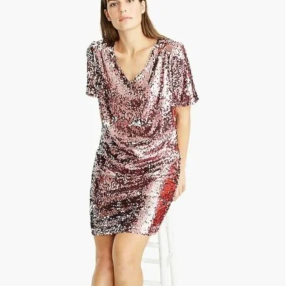 J. Crew Shimmering Sequin Midi Dress in Silver an… - image 2